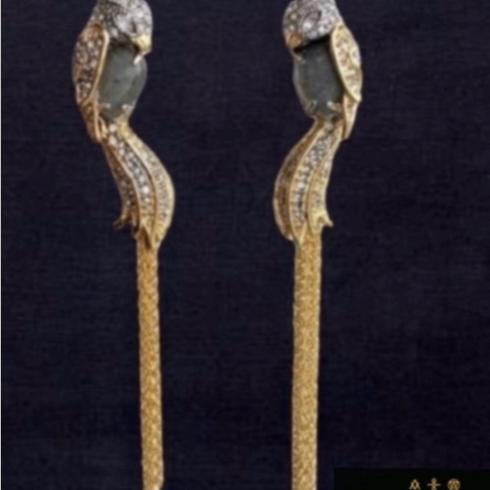 ALEXIS BITTAR • LoveBirds Crystal Labradorite Tassel Clip Earrings - Picture 6 of 7